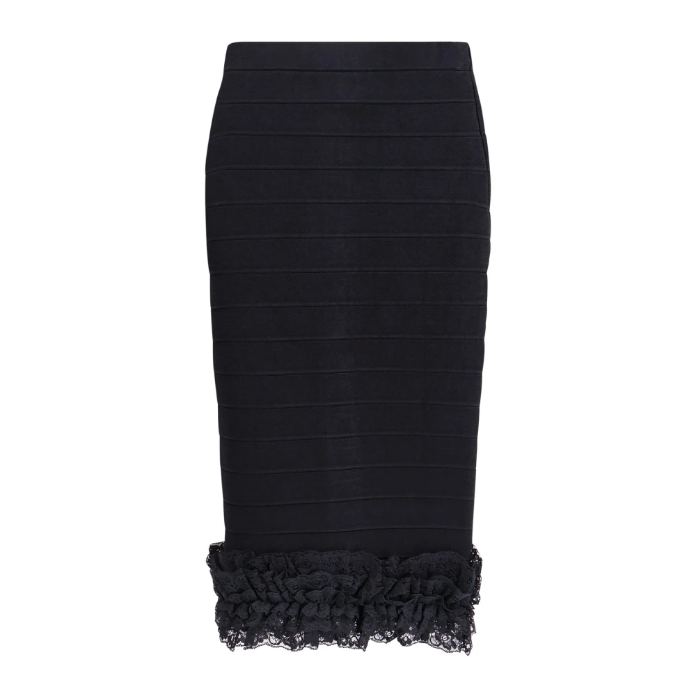 Self Portrait Viscose Rok met Strass Details Black Dames