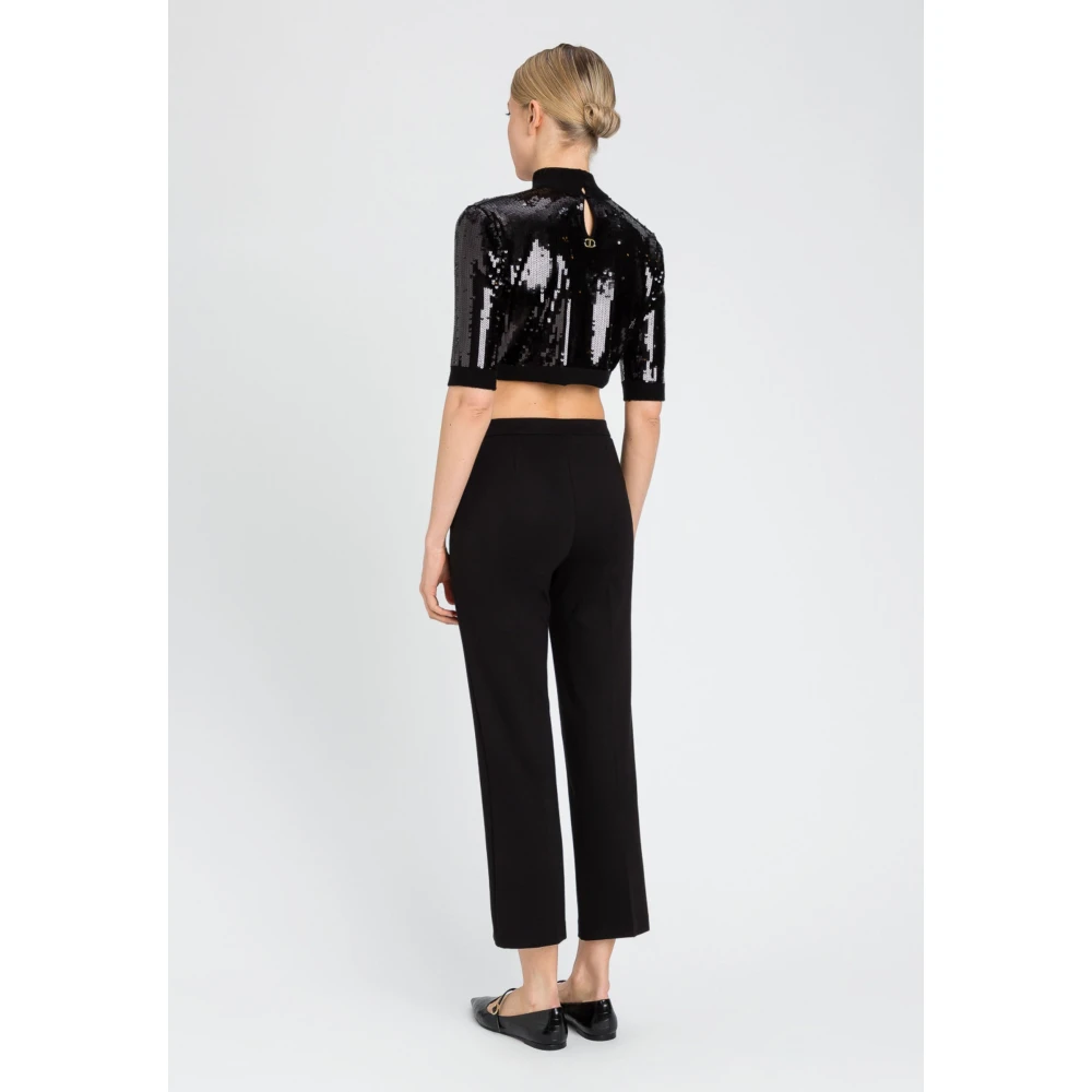 Twinset Zwarte viscose broek Black Dames
