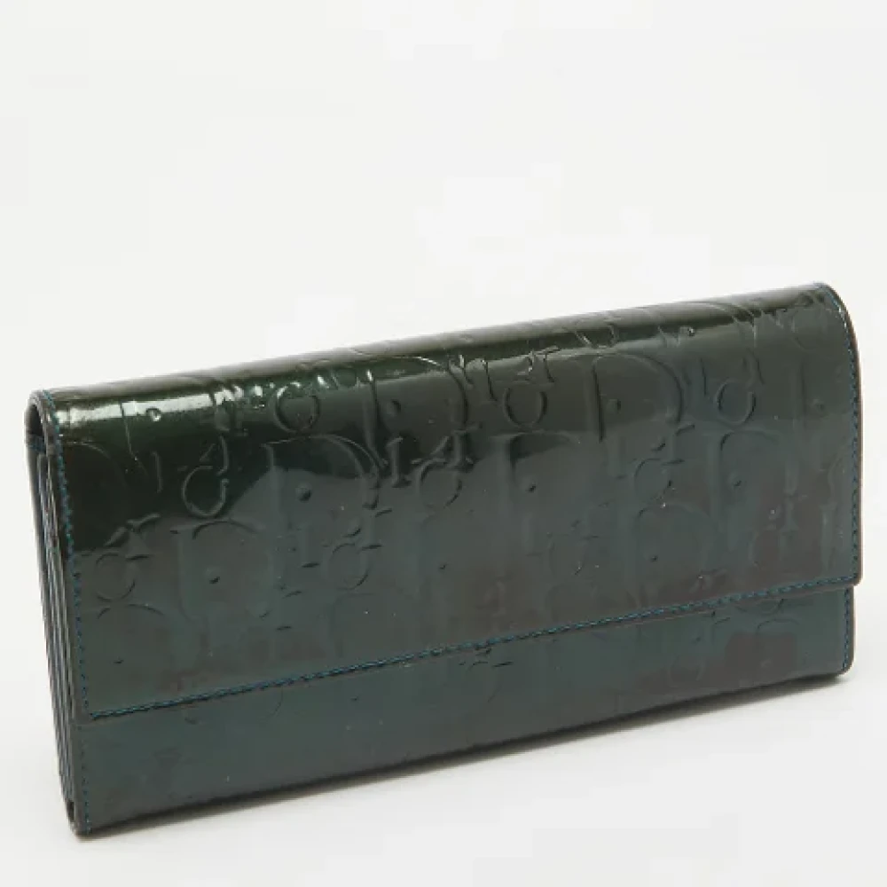 Dior Vintage Pre-owned Leather wallets Green Dames