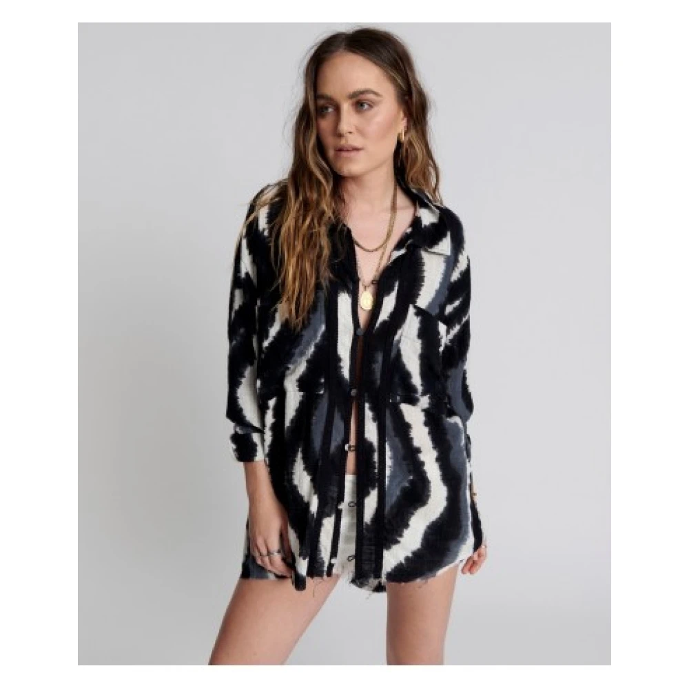 One Teaspoon Handgeschilderd Eclipse Longline Shirt Black Dames