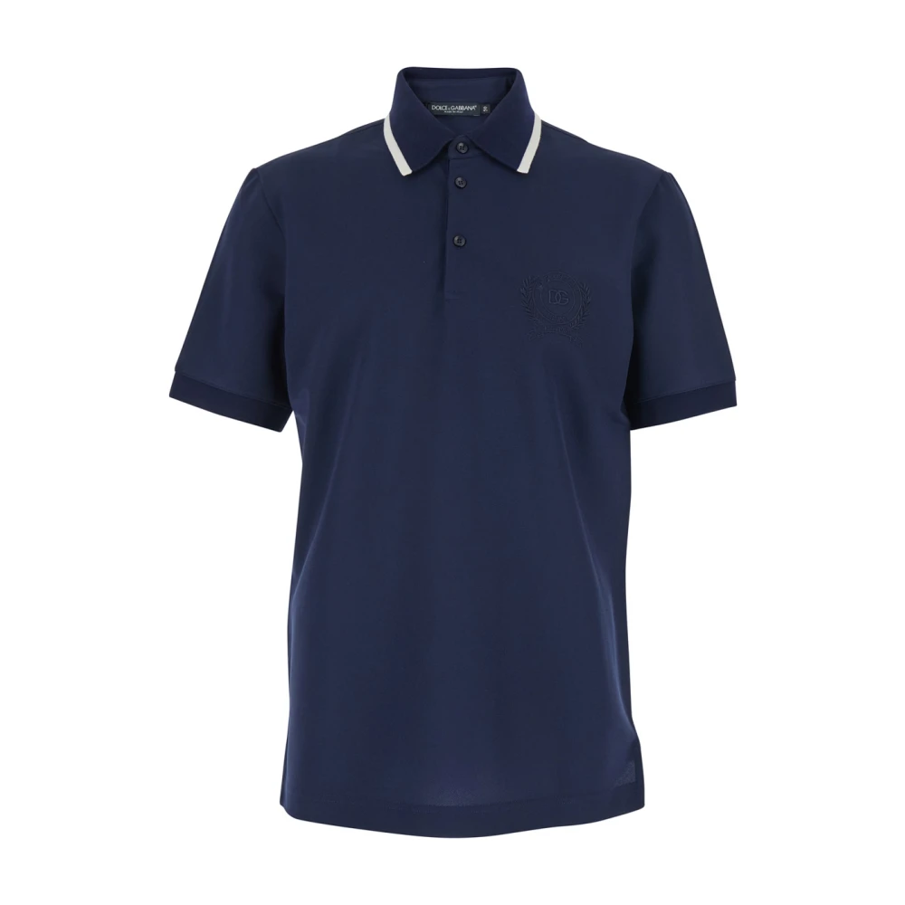 Dolce & Gabbana Men's Blue Polo Shirts, Xl, Emroidered-Logo Polo Shirt