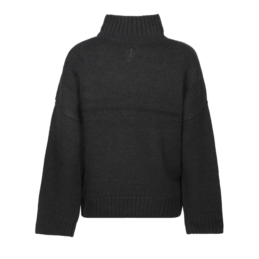 JW Anderson Zwarte Gebreide Coltrui Sweater Aw24 Black Heren