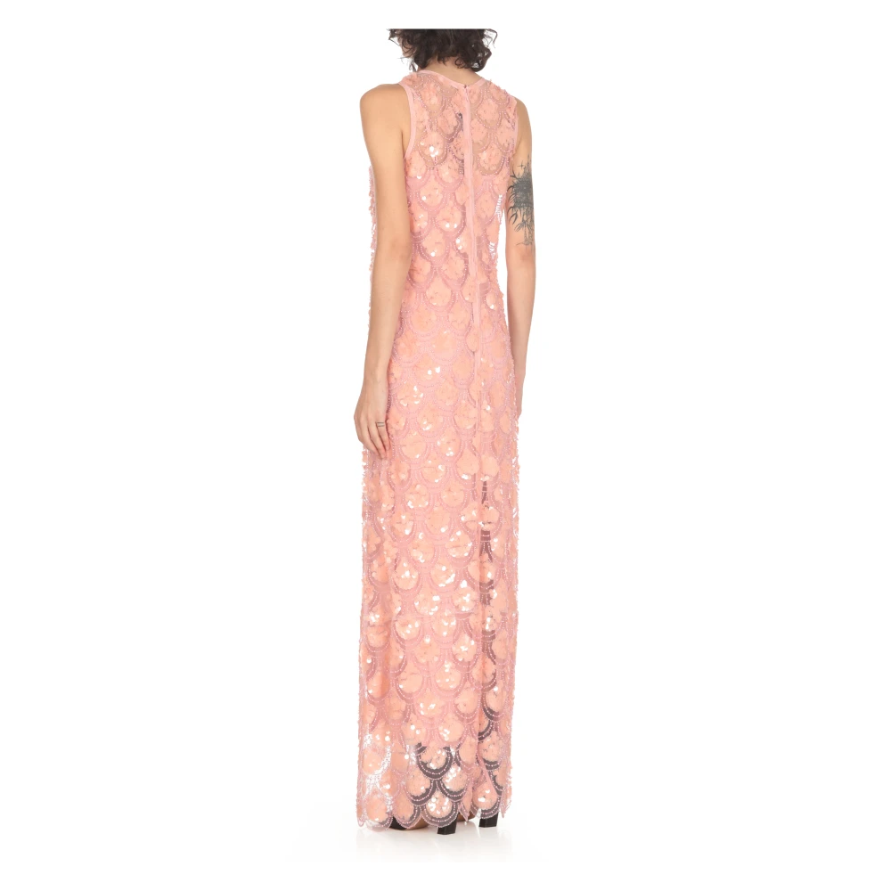 Rotate Birger Christensen Roze Paillet Mouwloze Jurk Pink Dames