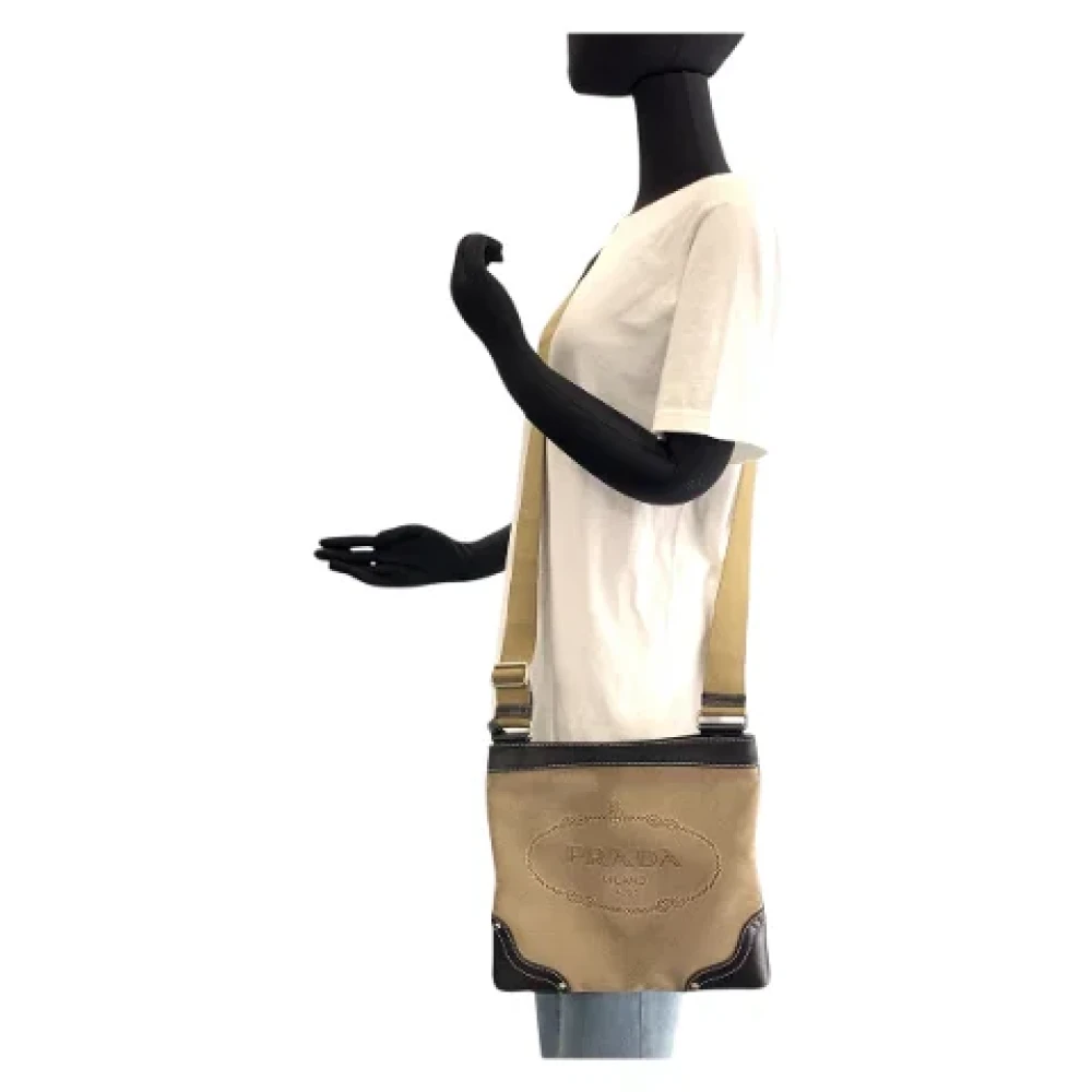 Prada Vintage Pre-owned Canvas crossbody-bags Beige Dames