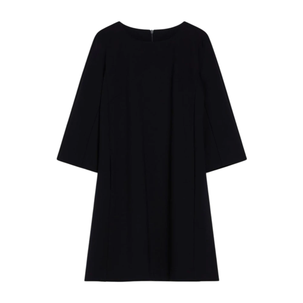 Max Mara Zwarte Jersey Jurk met 3 4 Mouwen Black Dames