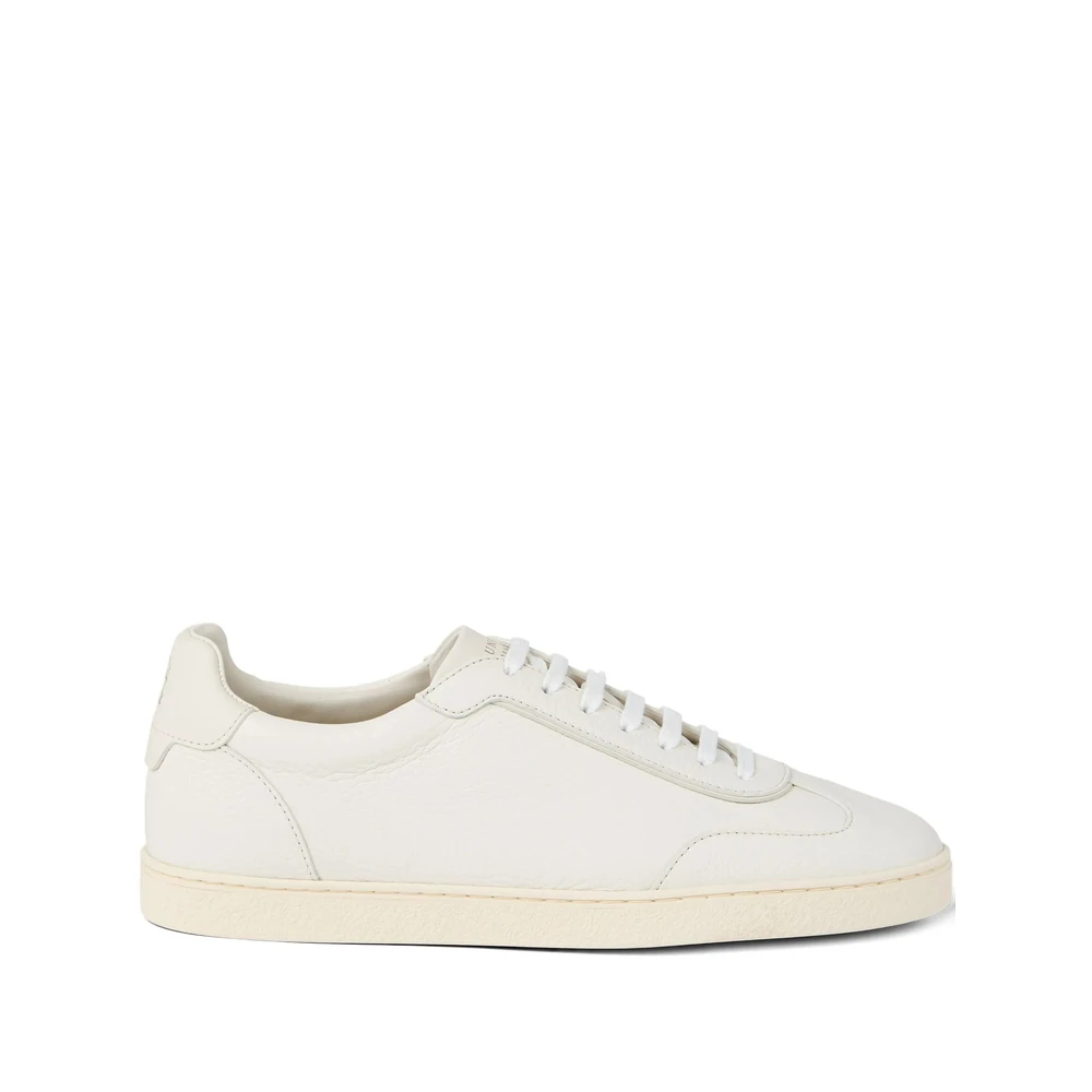 Brunello Cucinelli Men's White Sneakers, 9 Uk, Deerskin Trainers