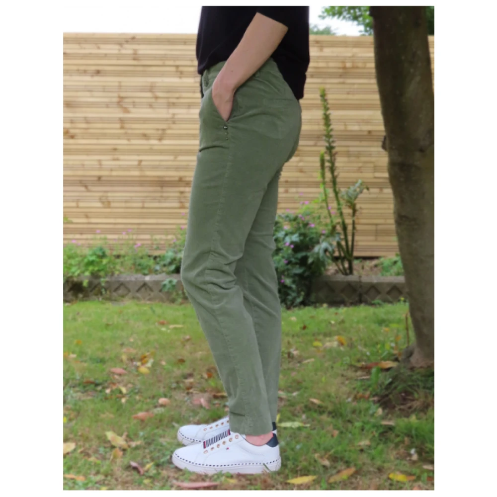 Mason's Velours Rechte Pijp Broek Green Dames