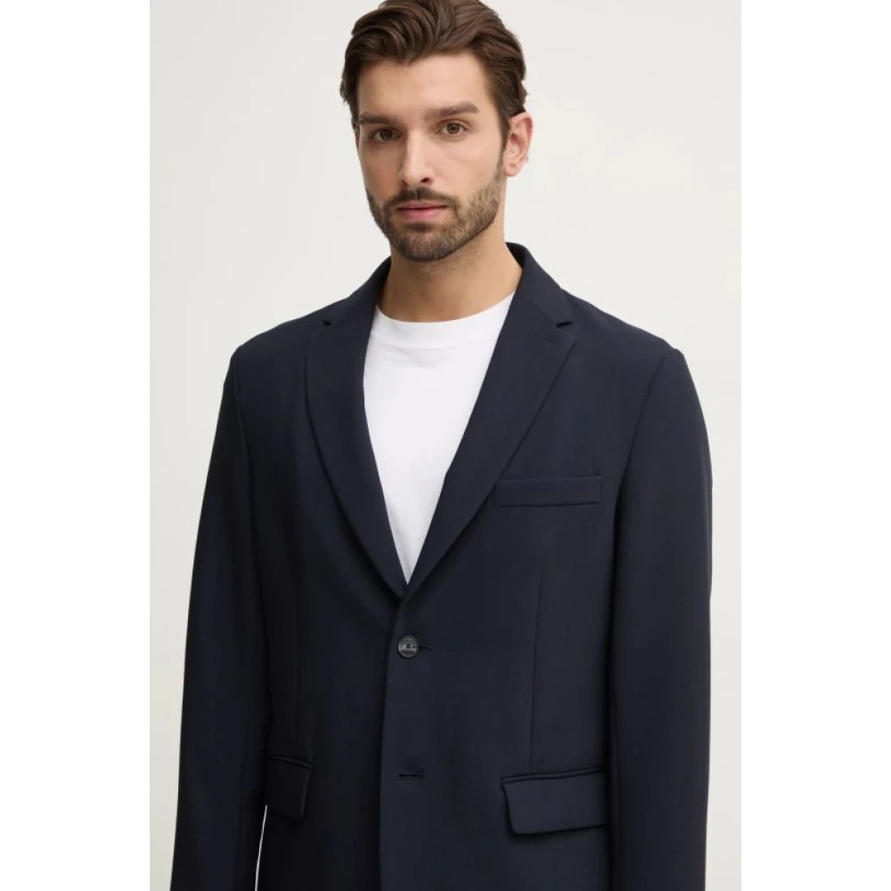 Emporio Armani Blauwe Hooded Jersey Jas Blue Heren