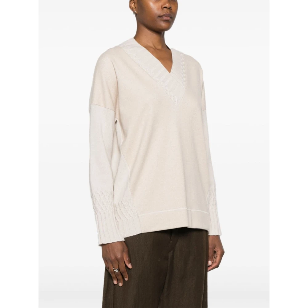D.Exterior Beige Chevron Gebreide Trui Beige Dames