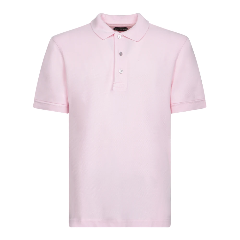 Tom Ford Roze Geribbeld Poloshirt Pink Heren