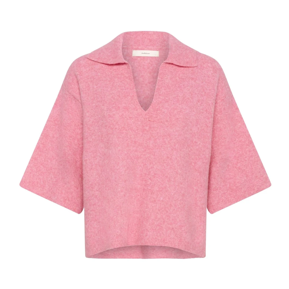 Inwear Women's Pink V-Neck Knitwear, 2XS, Guniiw Polo