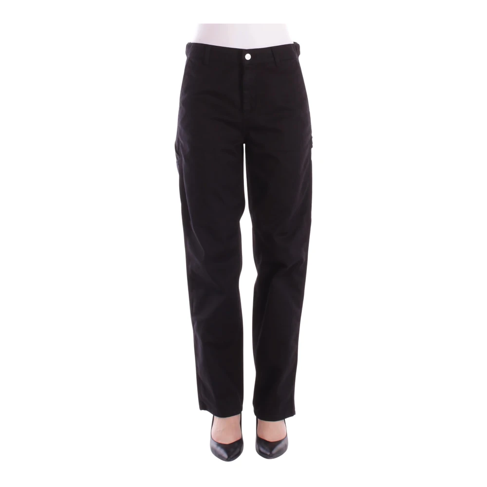 Carhartt Wip Women's Black Zipper Closure Cotton Trousers - Straight Trousers - W24 - Trousers