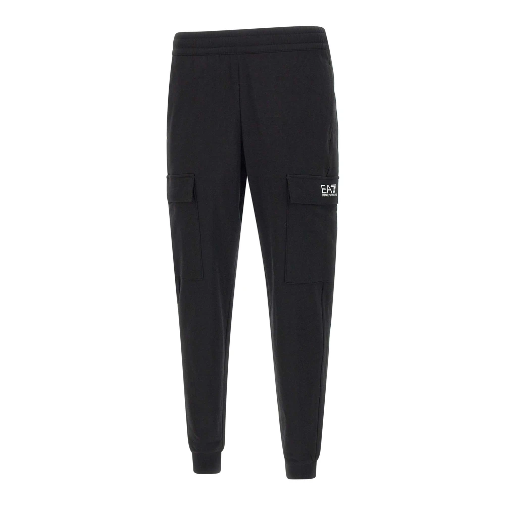 Emporio Armani Ea7 Svart Stretch Bomull Jogger Byxor