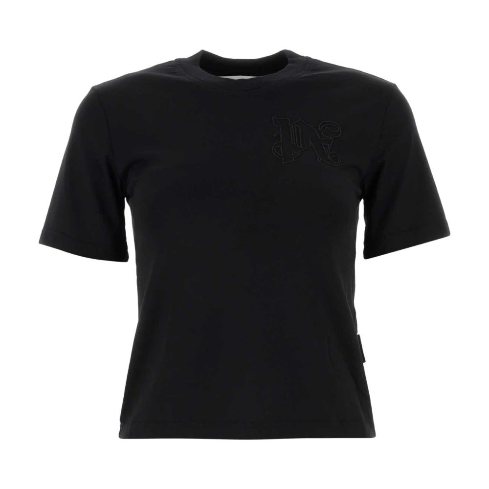 Palm Angels Zwarte T-shirts en Polos met Geborduurd Logo Black Dames