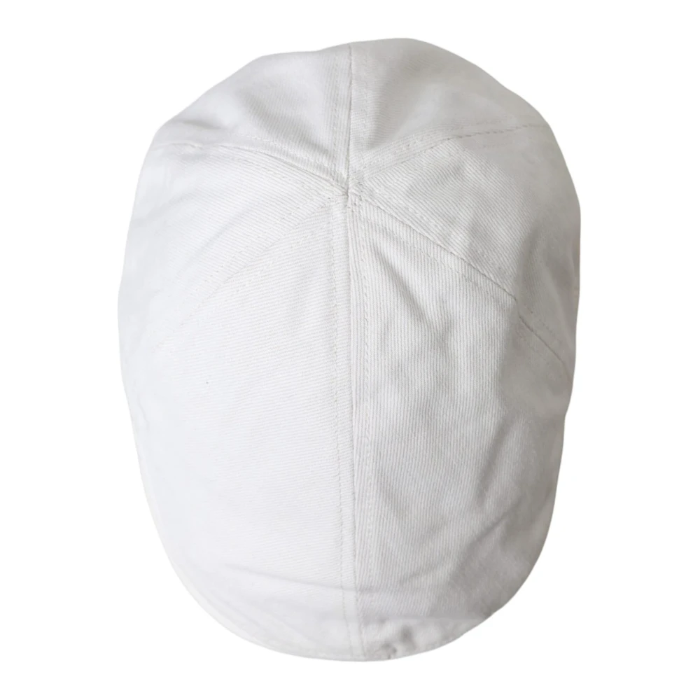 Dolce & Gabbana Witte Katoenen Newsboy Cap Stijlvol Modieus White Heren