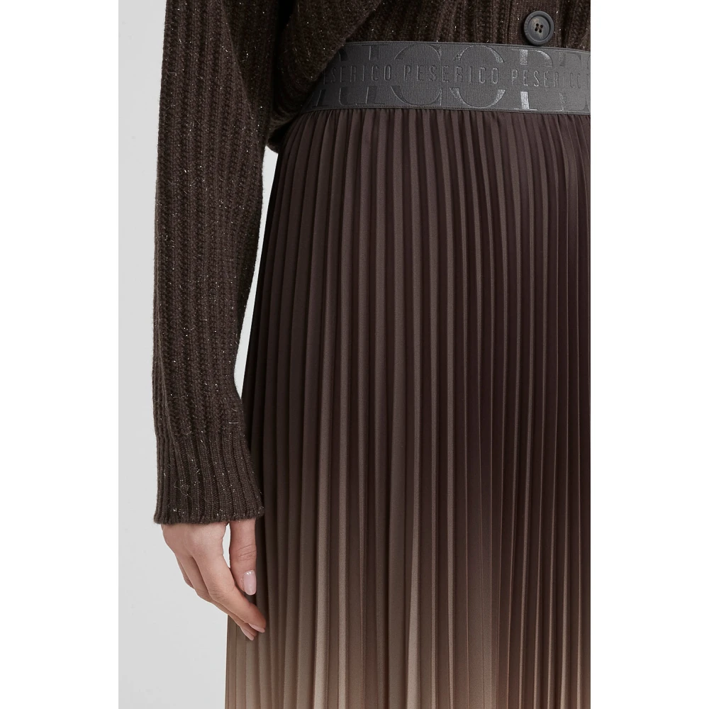 PESERICO Geplooide rok met elastische taille Brown Dames
