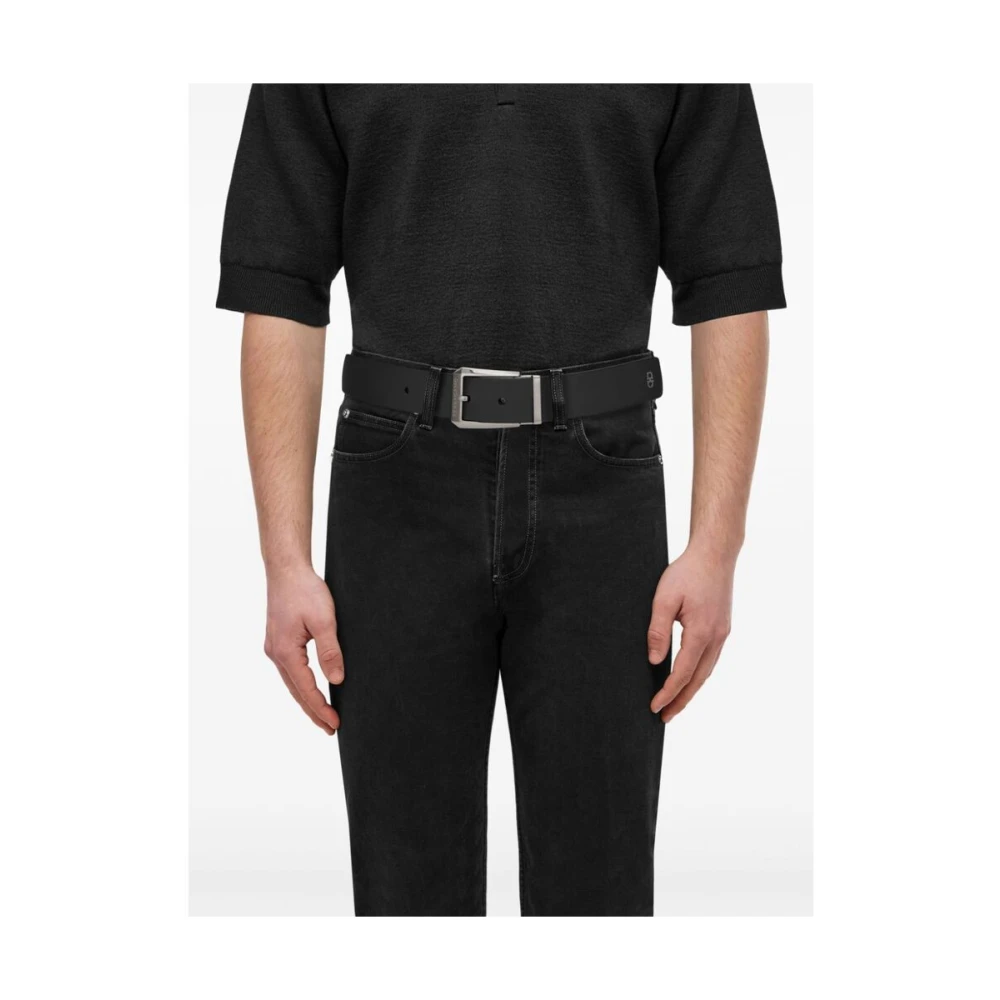 Salvatore Ferragamo Omkeerbare leren riem met gunmetal hardware Black Heren