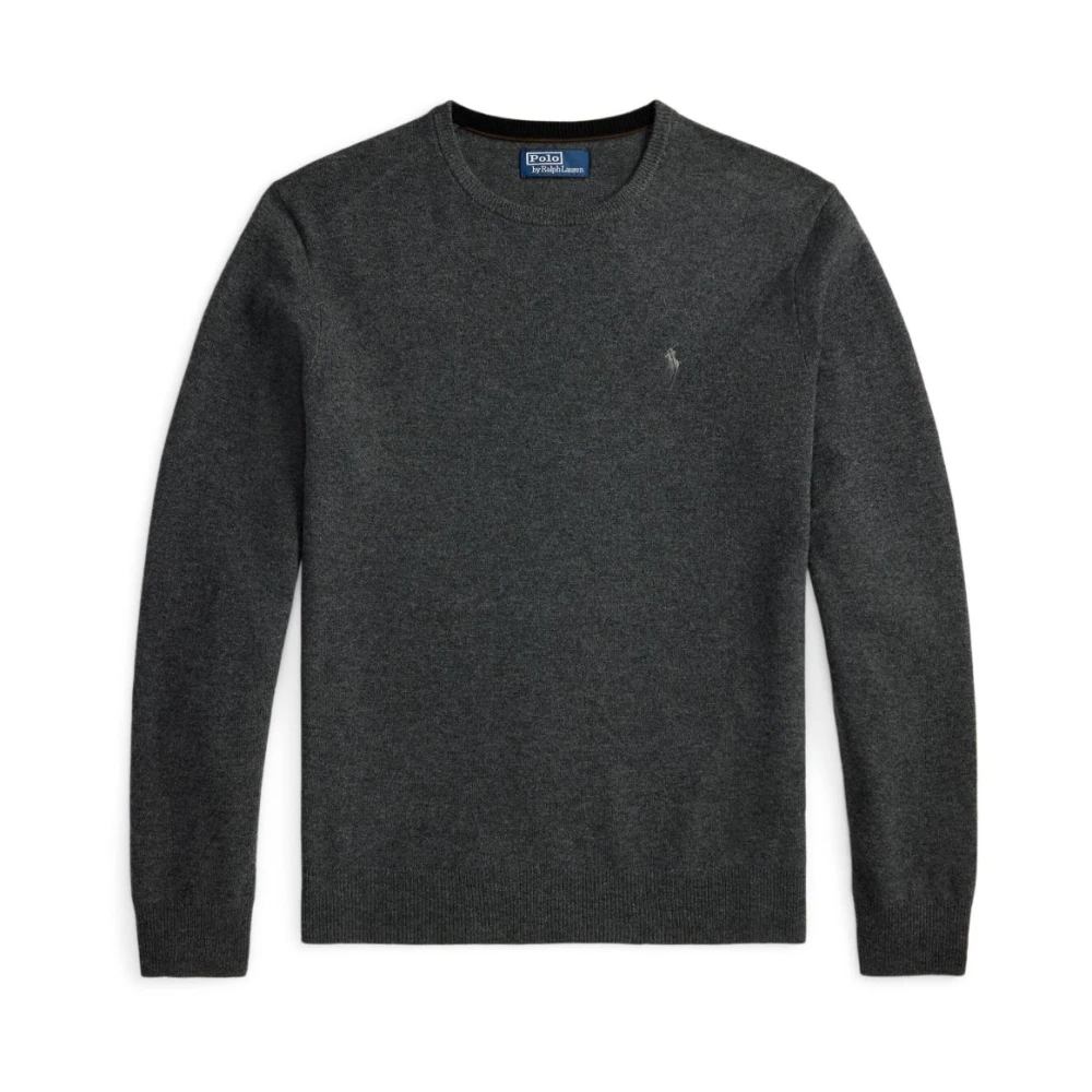Polo Ralph Lauren Men's Gray Round-Neck Knitwear, 2XL, Ribbed Crewneck Jumper