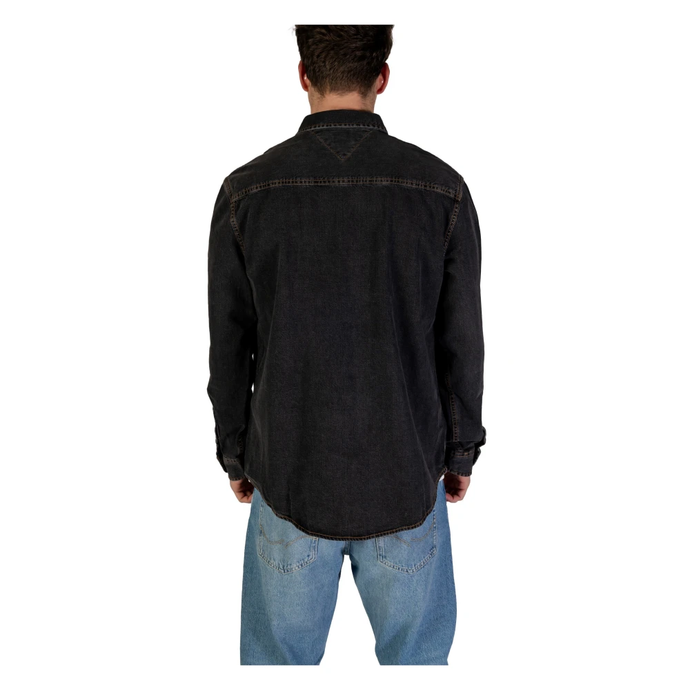 Tommy Jeans Zwarte Effen Overhemd Met Lange Mouwen Black Dames