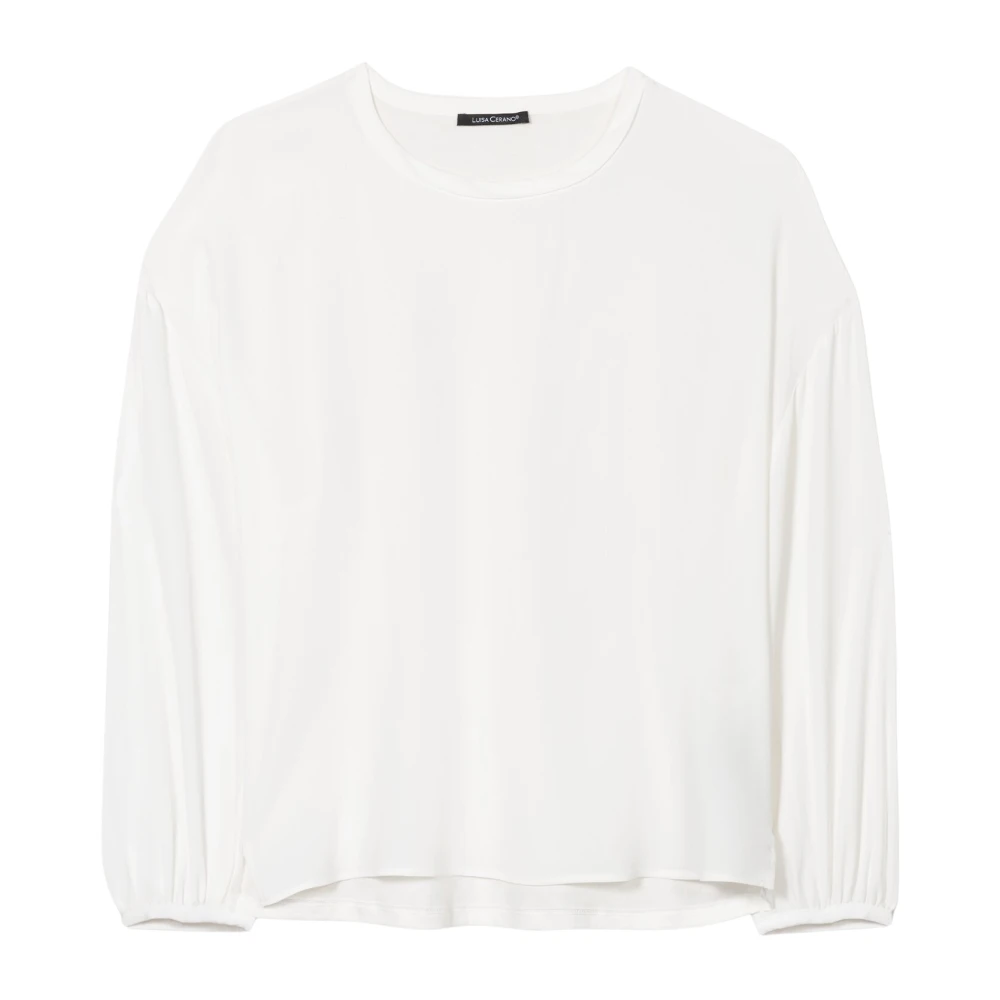 LUISA CERANO Zijden Mix Blouse met Splitzoom Beige Dames
