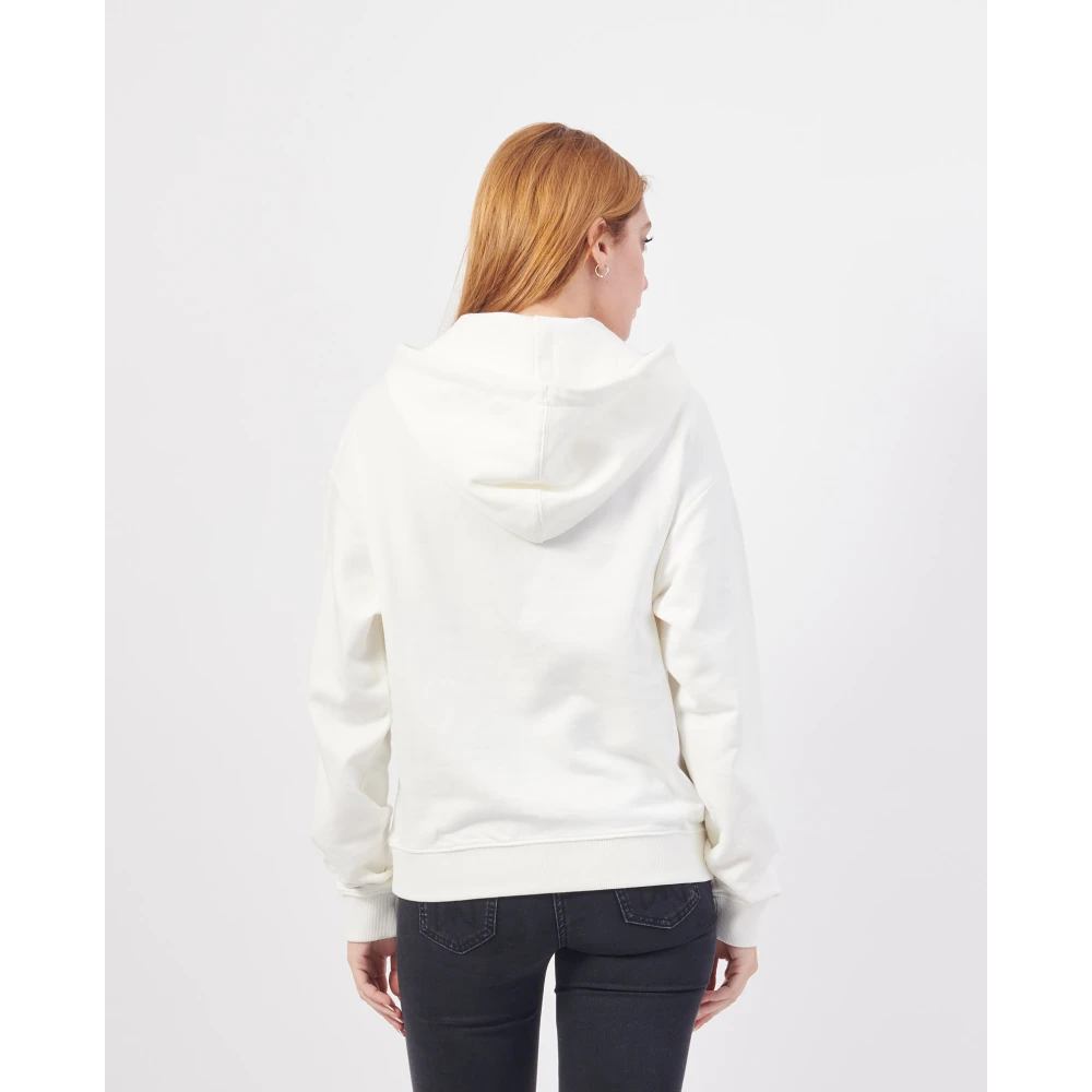 Hugo Boss Witte Hoodie Sweater met Logo Detail White Dames