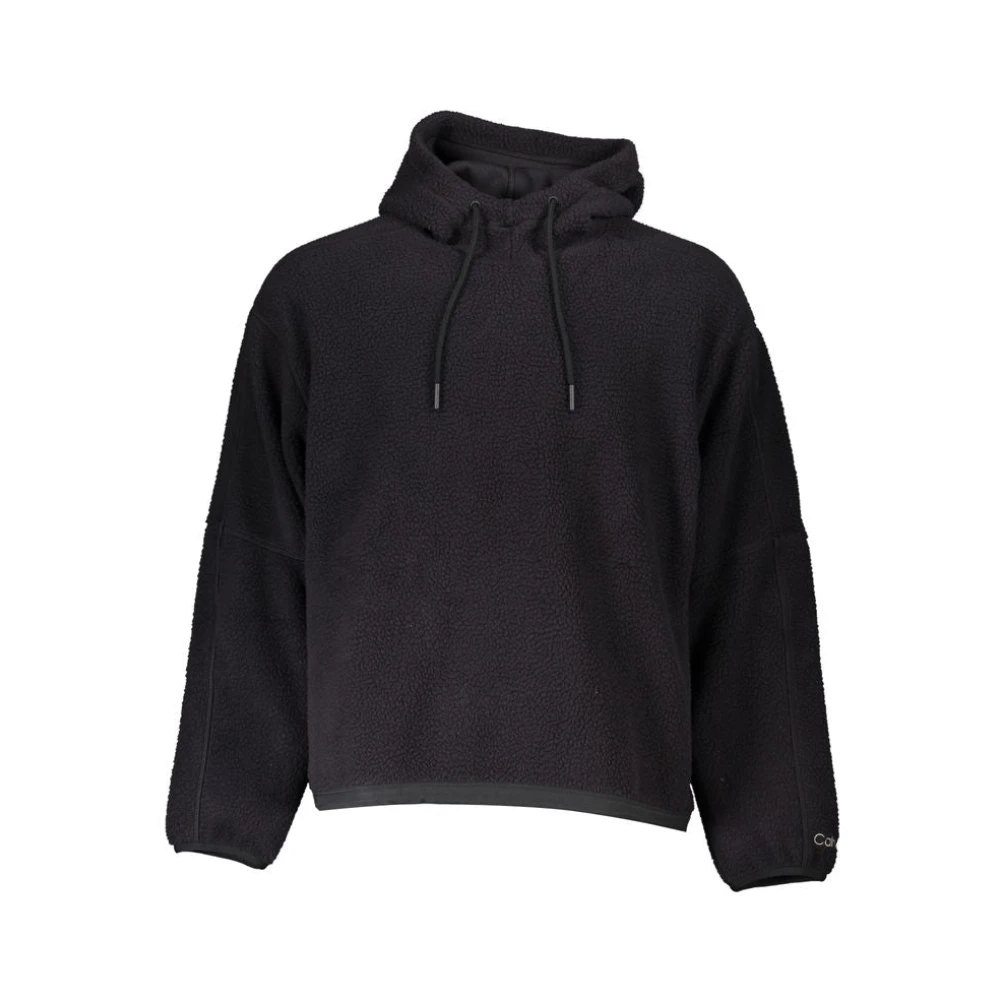 Calvin Klein Men's Black Hoodies, L, Elegant Hooded Sweatshirt With Zip Pockets