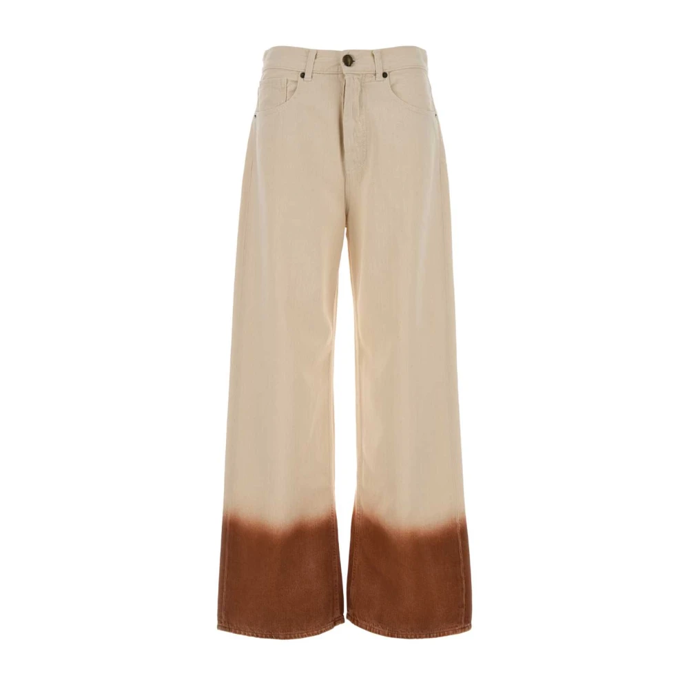 Alanui Women's Multicolor Wide Jeans, W26, Two-Tone Denim Wide-Leg Jeans