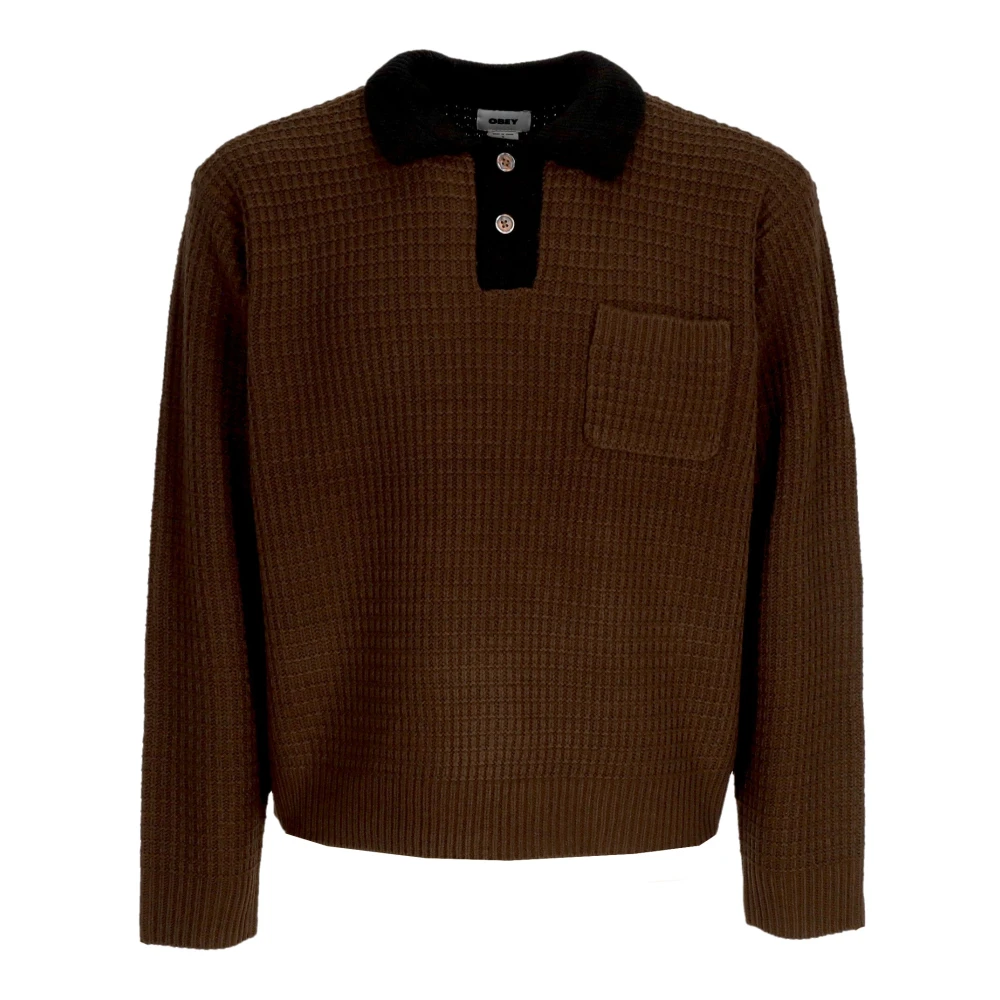 Obey Donkerbruine Polo Sweater met Kraag Brown Heren