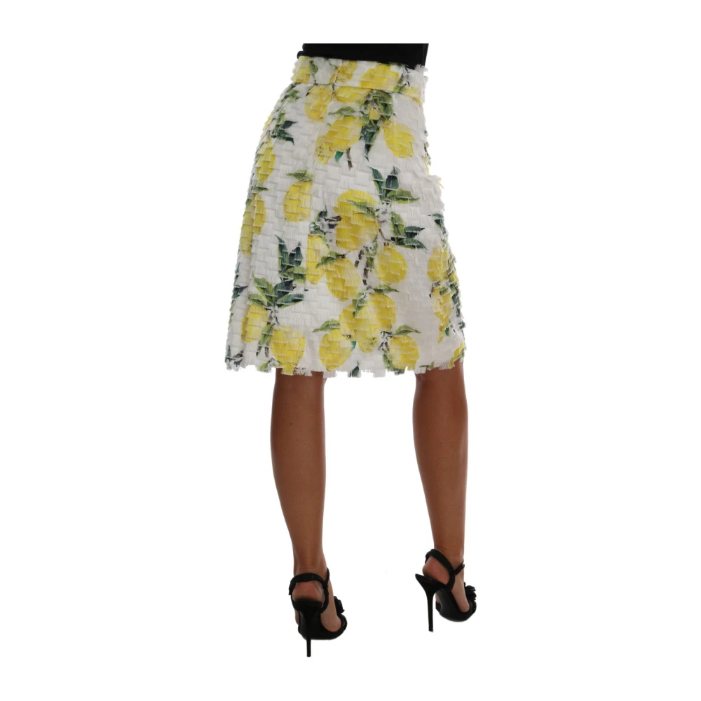 Dolce & Gabbana Fringe Citroen Print Potlood Rok Multicolor Dames