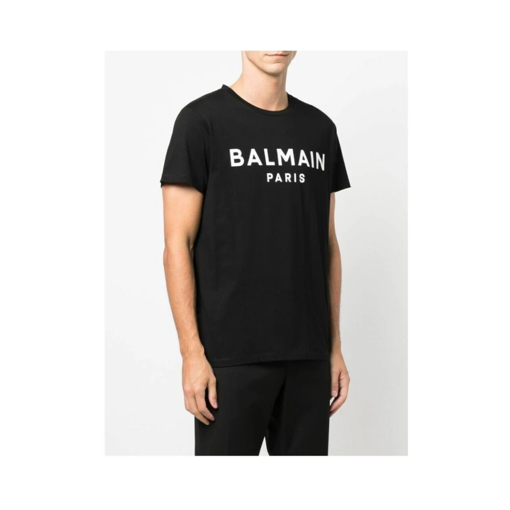 Balmain Ecologisch ontworpen T-shirt met logoprint Black Heren