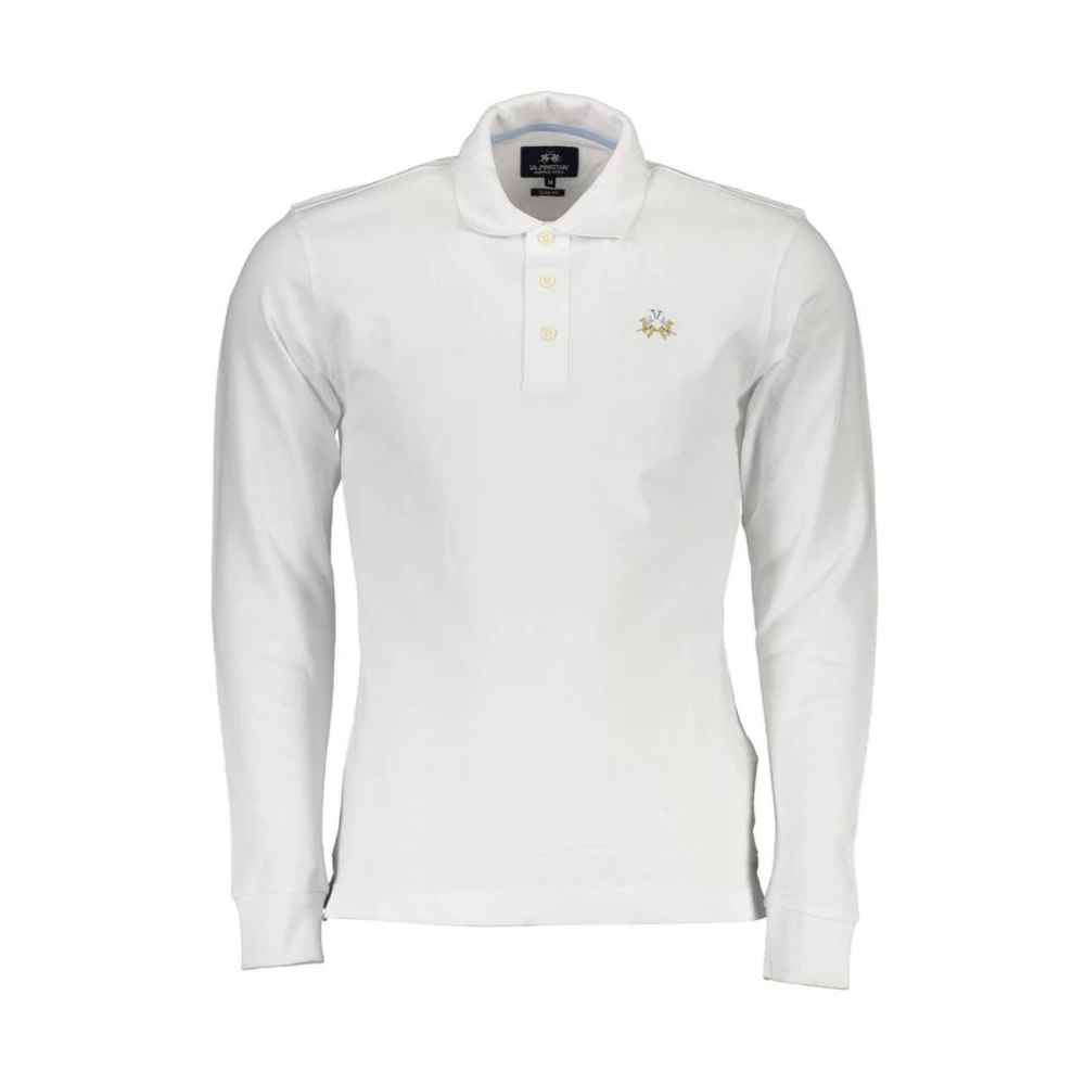 La Martina Men's White Classic Fit Polo Shirt With Long Sleeves
