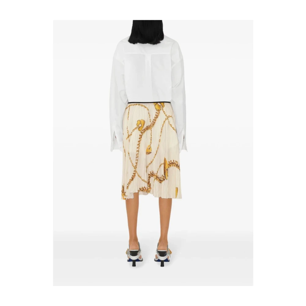 Burberry Wit Goud Schild Hardware Rok White Dames