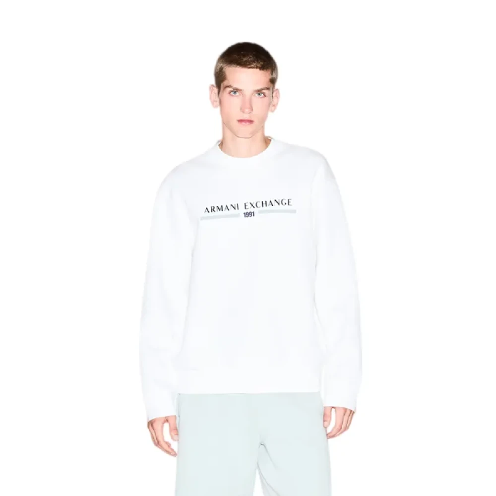 Armani Exchange Mannelijk Wit Hoodies & Sweatvesten Heren, Xl, Sweatshirts