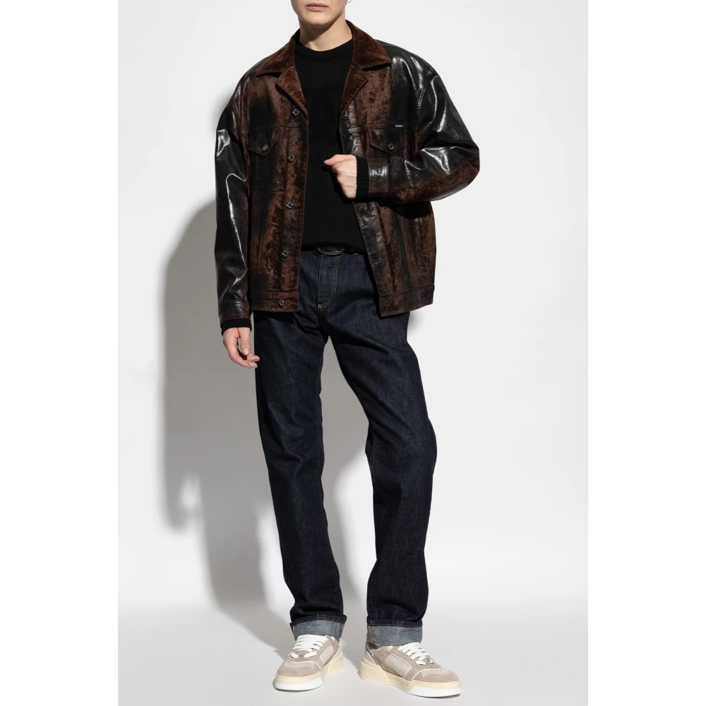 Dolce & Gabbana Jas met logo Brown Heren