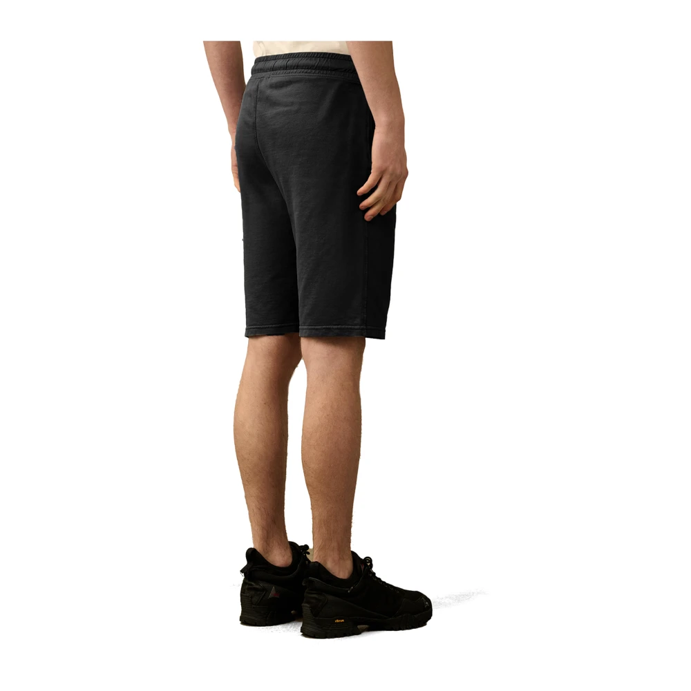 C.P. Company Zwarte Cargo Fleece Shorts met Lens Black Heren
