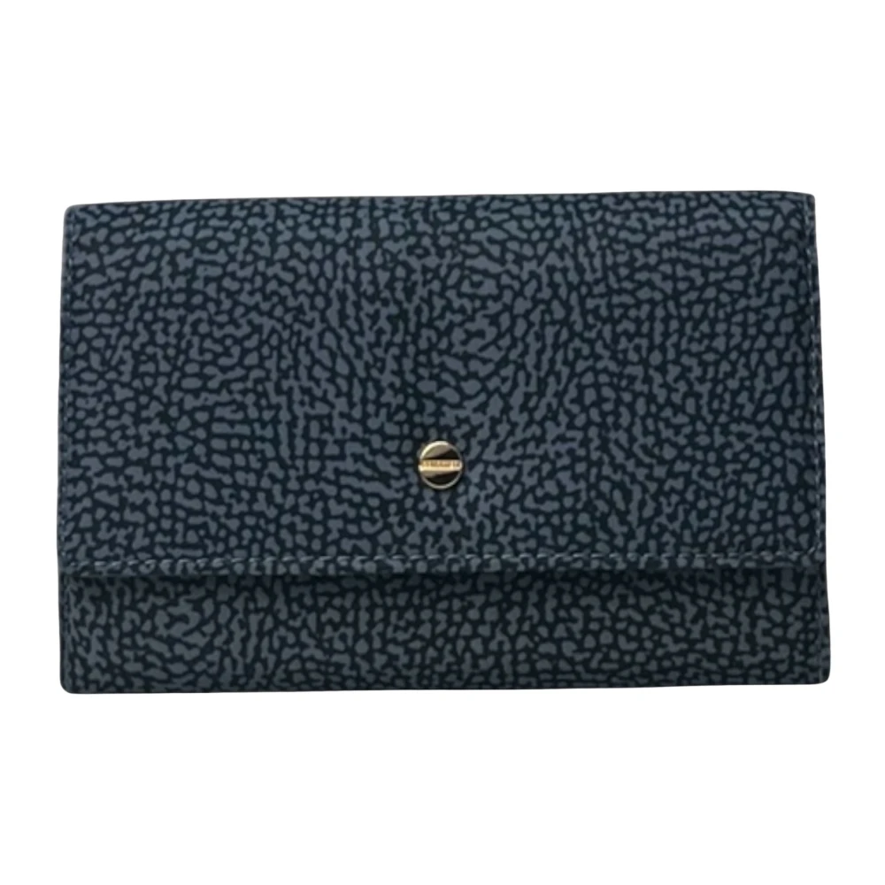 Borbonese Middelgrote Portemonnee met Klep en Rits Blue Dames