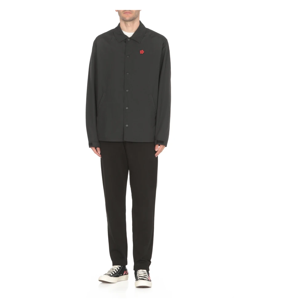 Kenzo Zwart Tech Fabric Shirt Kraag Lange Mouwen Black Heren