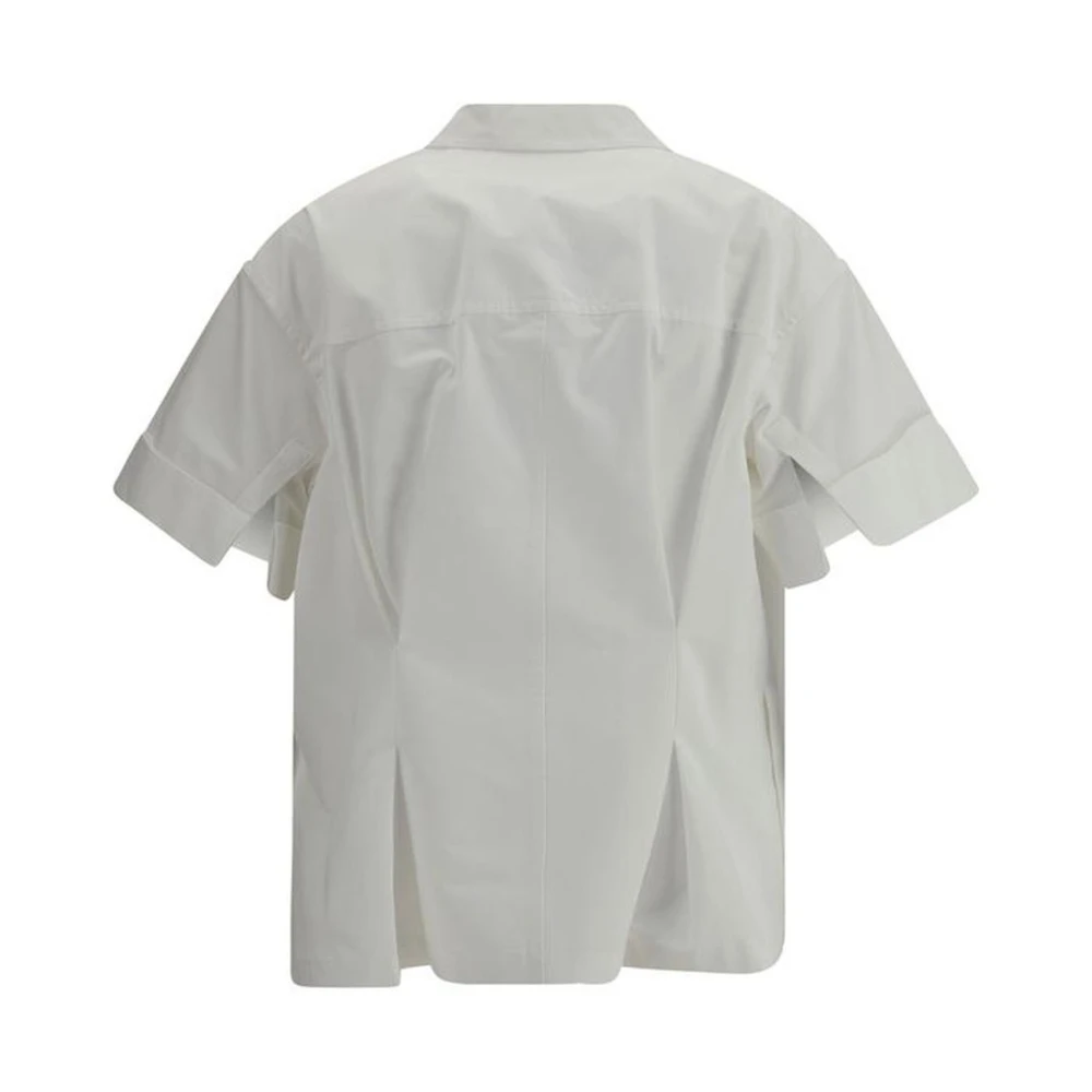 Jil Sander V-hals Shirt met Wijde Mouwen White Dames