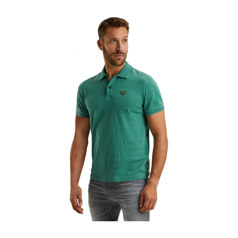 PME Legend Jacquard Piqué Korte Mouw Polo Green Heren