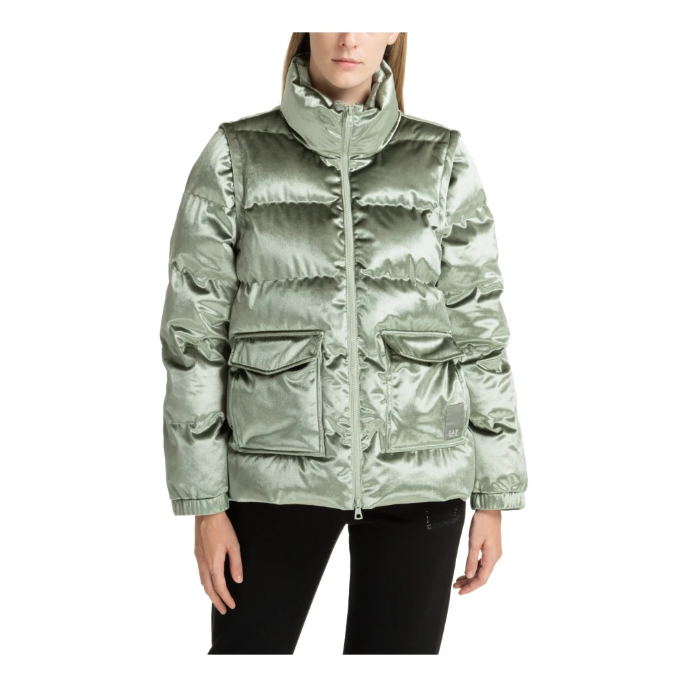 Emporio Armani EA7 Jas met ritssluiting en zakken Green Dames