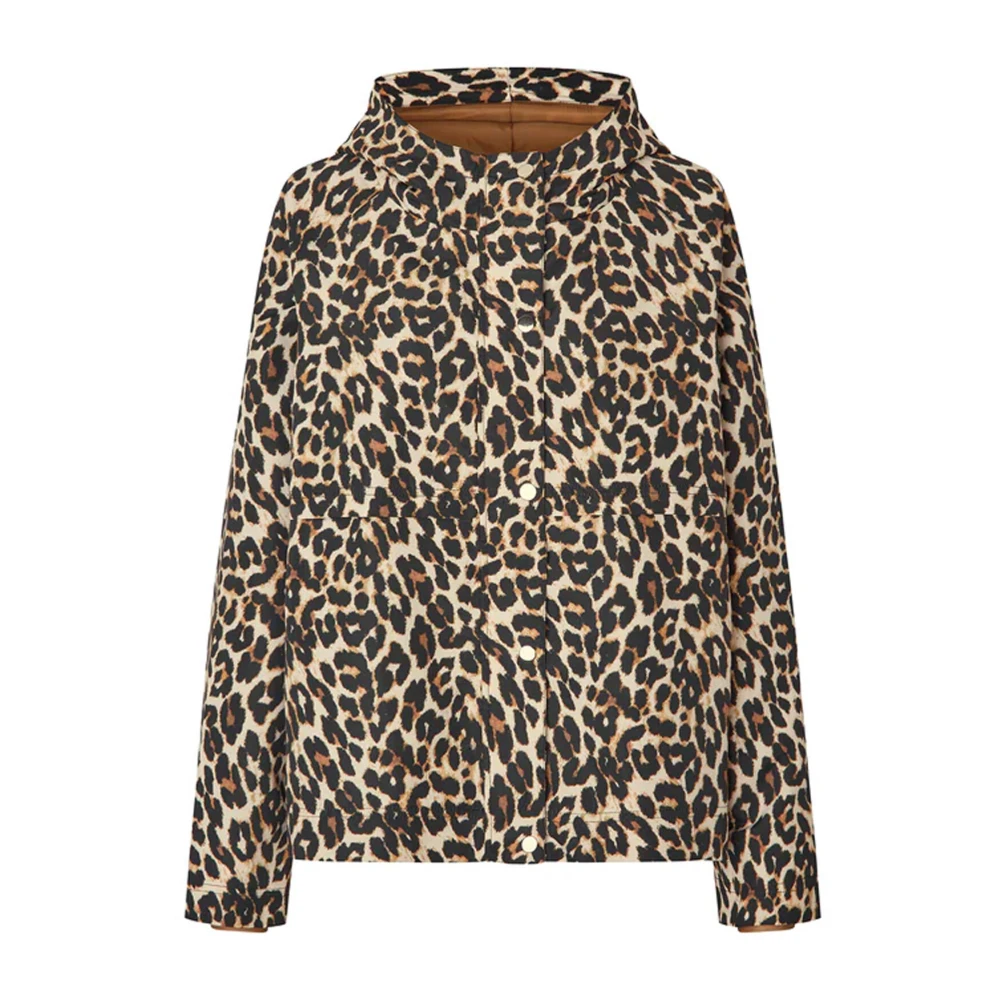 Lollys Laundry Luipaardprint Hooded Windbreaker Jas Brown Dames