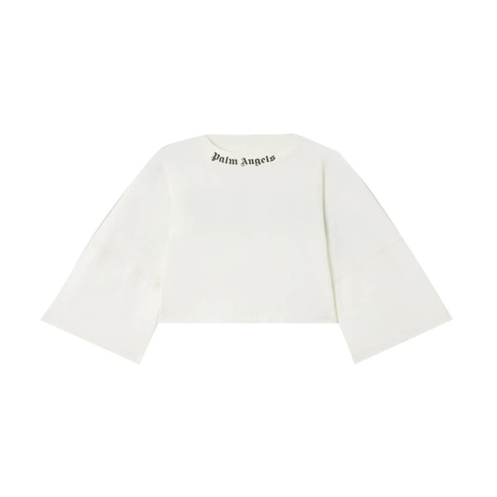 Palm Angels T-Shirts, Female, M, Classic Logo Cropped T-Shirt White