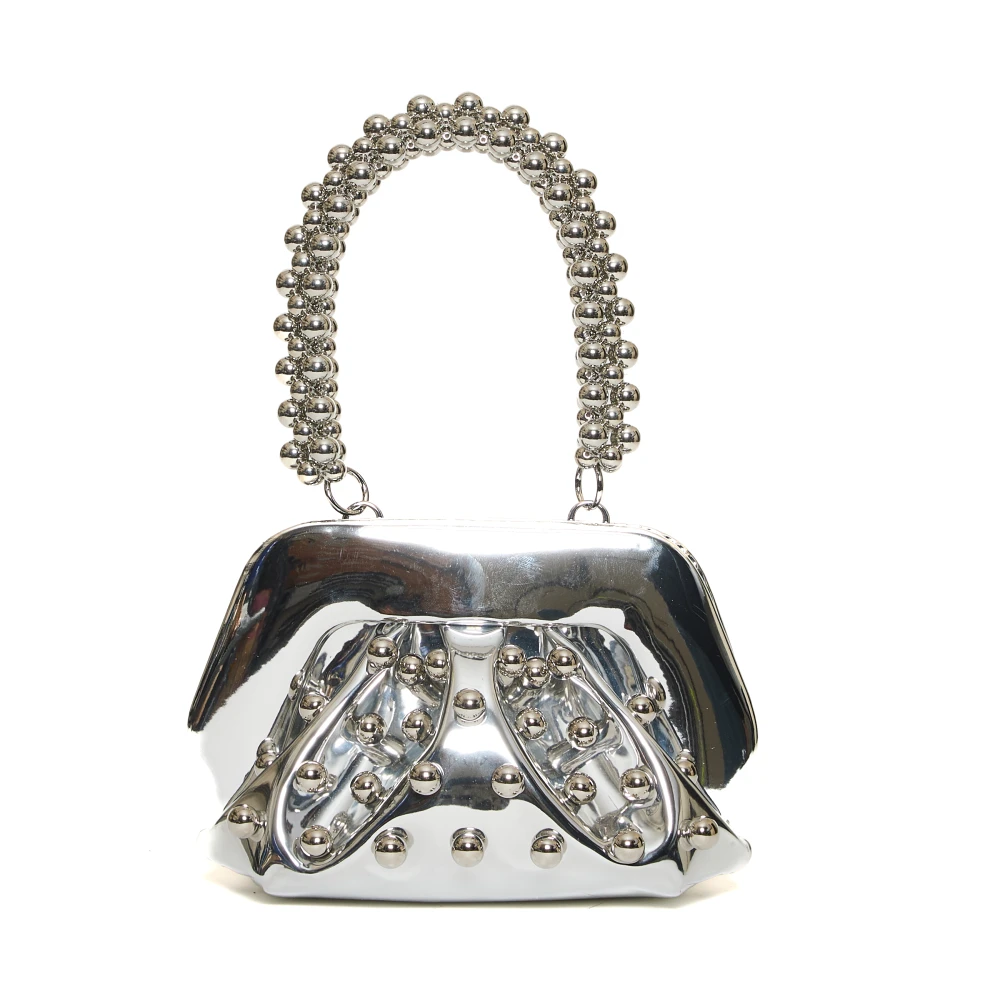 THEMOIRè Zilveren Studded Ball Handle Clutch Gray Dames