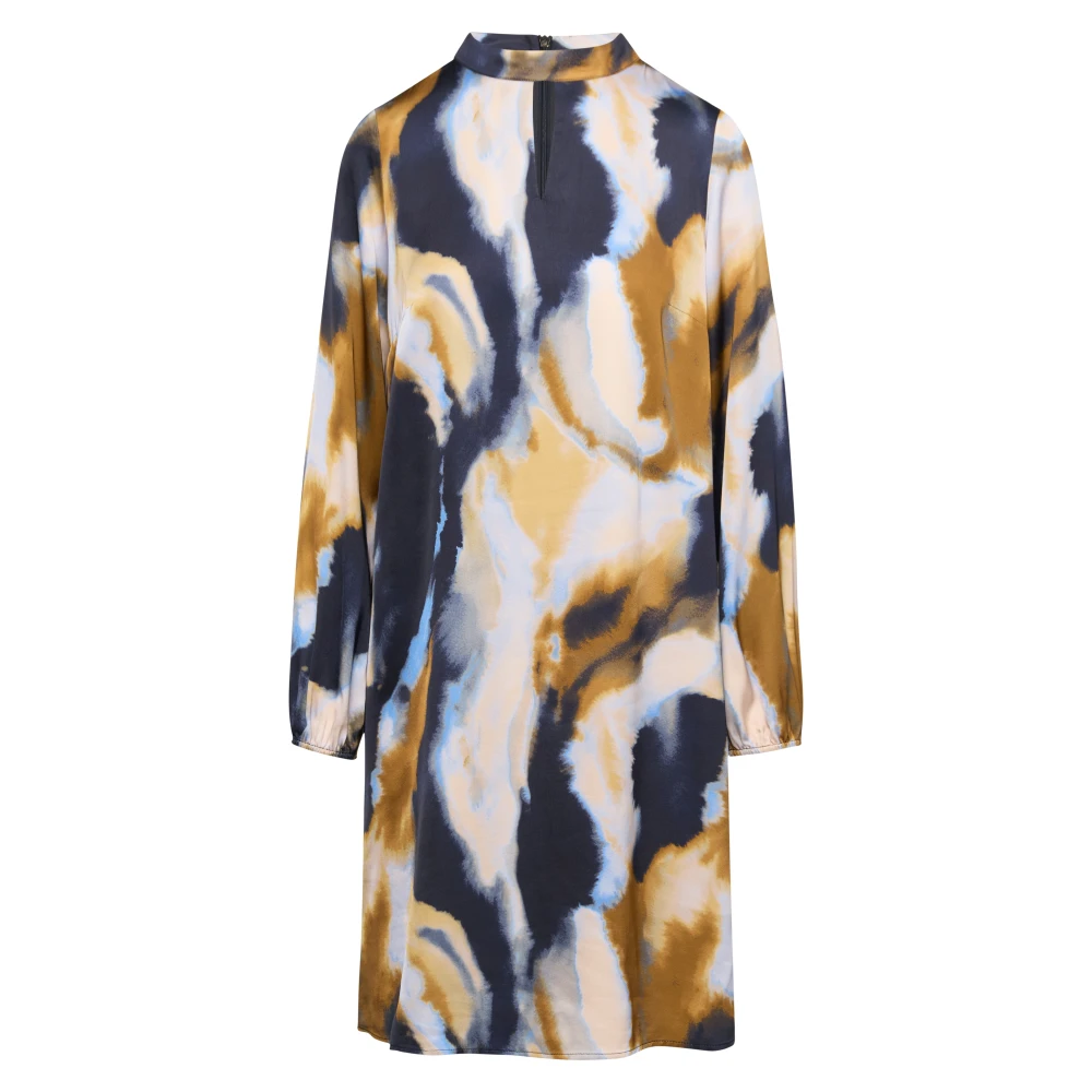Comma Gemarmerde jurk met opstaande kraag Multicolor Dames
