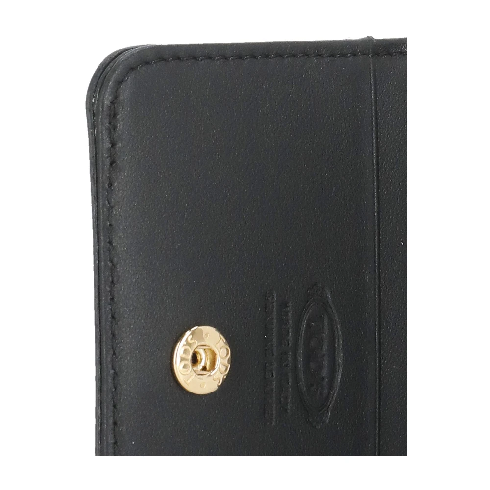 TOD'S Heren leren portemonnee met logo Black Dames