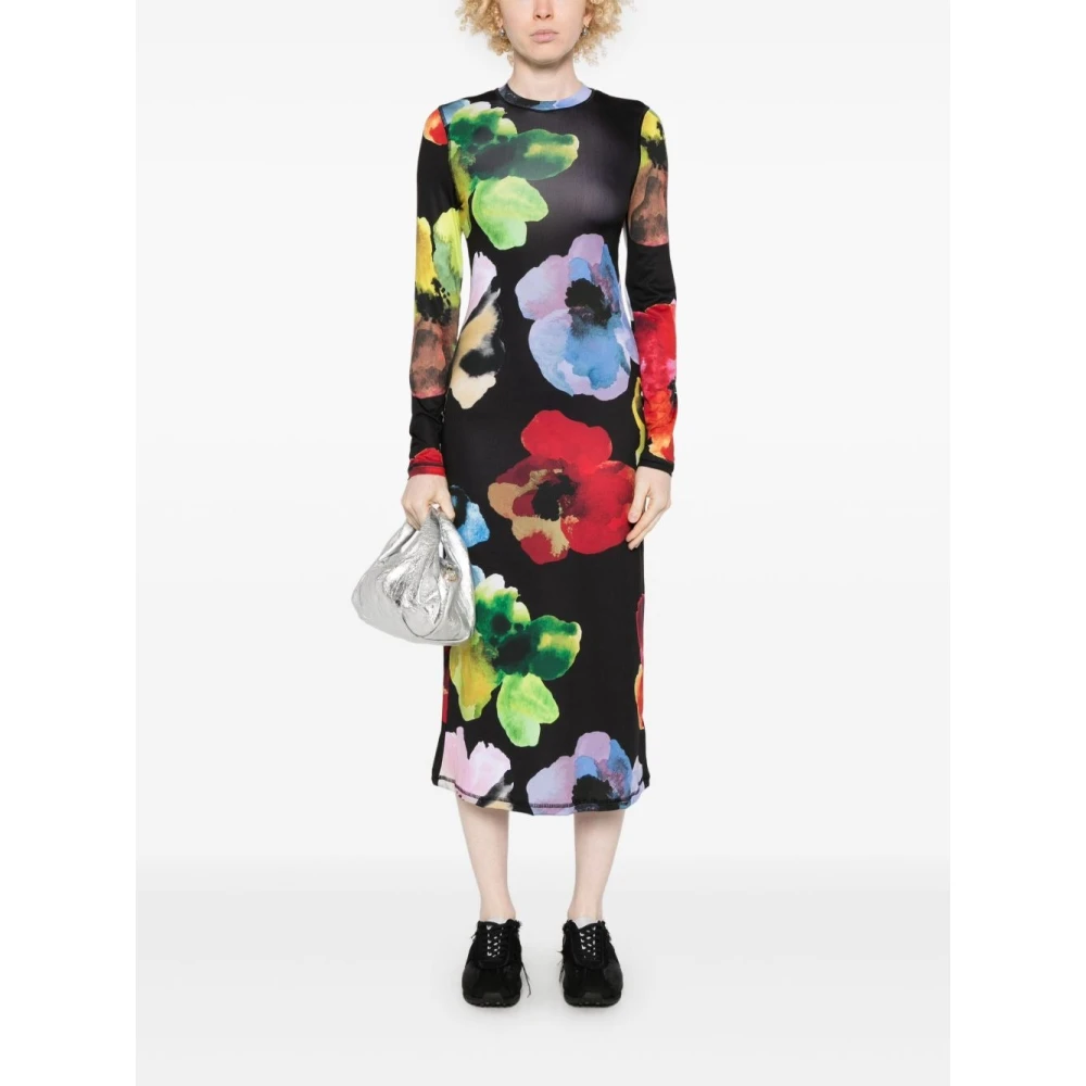 Stine Goya Bloemenprint Jersey Midi Jurk Multicolor Dames