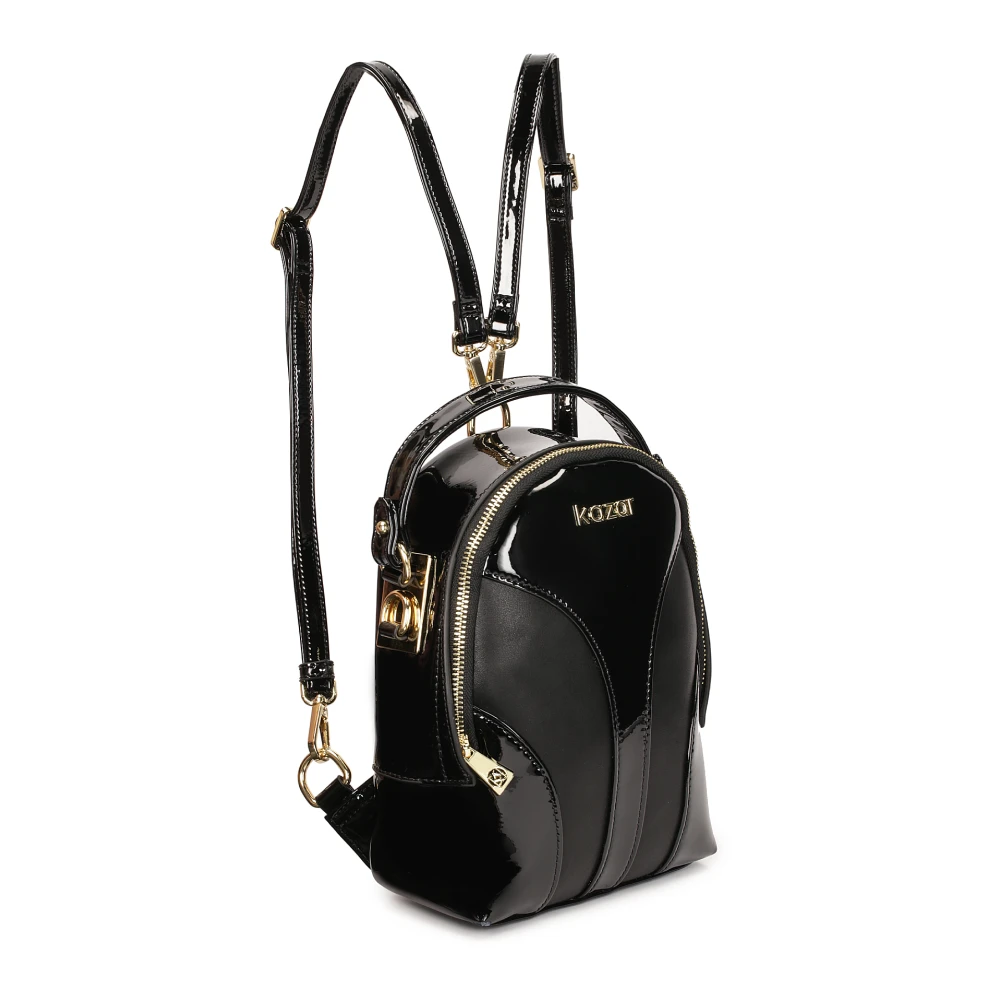 Kazar Kleine rugzak in lakleer en suède Black Dames
