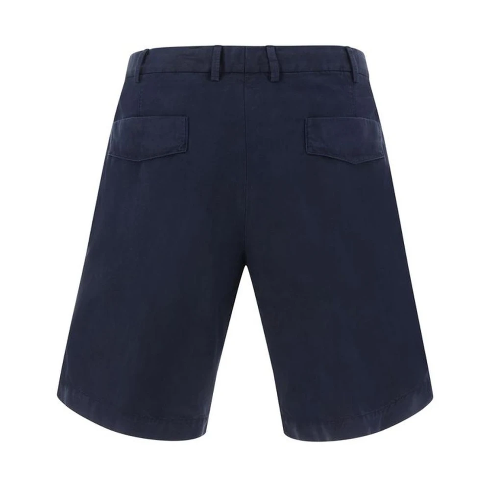 Ermenegildo Zegna Monochrome Katoenen Shorts met Knoopsluiting Blue Heren