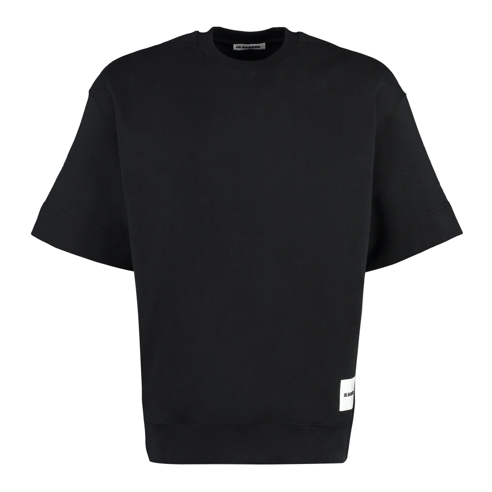 Jil Sander Geribbelde Rand Katoenen Sweatshirt Black Heren