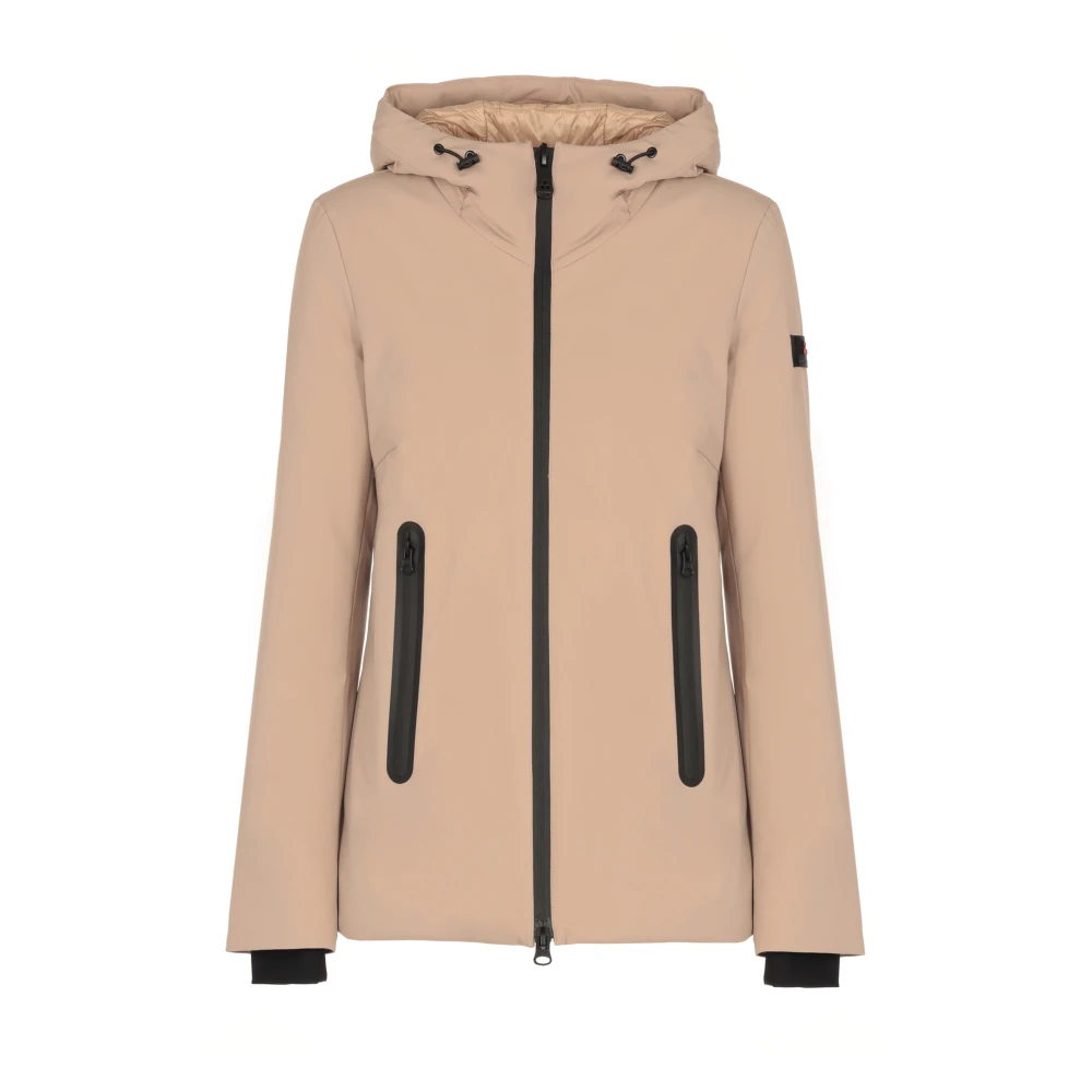 Peuterey Beige Gewatteerd Jack met Capuchon Beige Dames